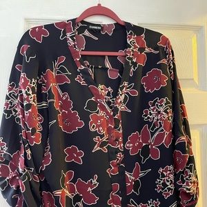 Navy with Maroon Floral, Express Blouse.